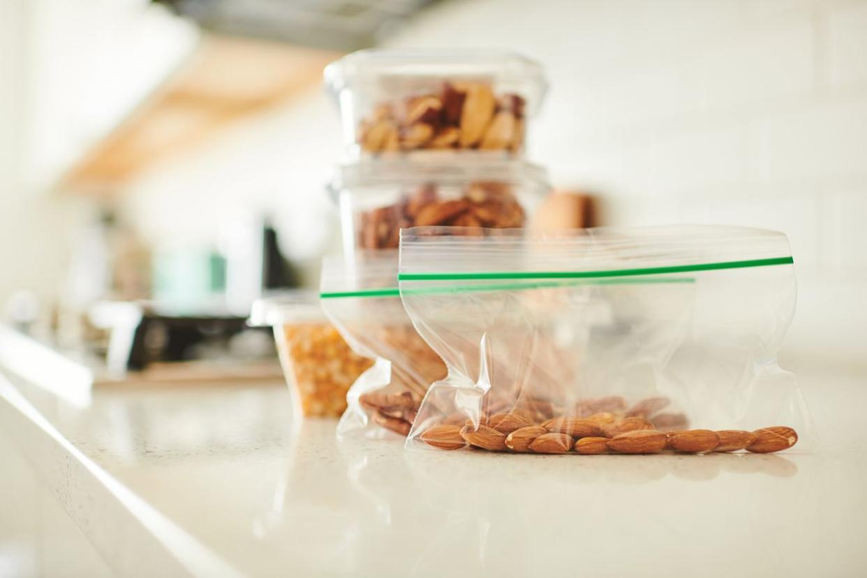 A few ziploc bags filled with nuts.