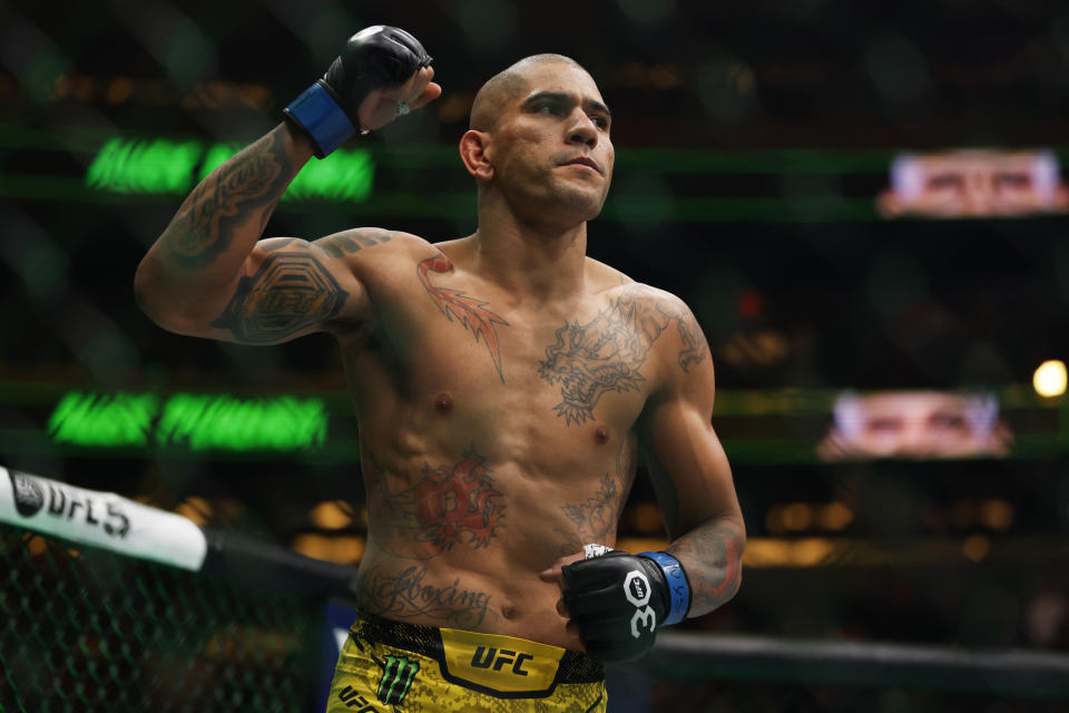 NEW YORK, NY - NOVEMBER 11: Alex Pereira of Brazil fights Czech Republic in a UFC Light Heavyweight Championship bout during the UFC 295 event at Madison Square Garden in New York City on November 11, 2023. walking to the Octagon to face Jiri Prochaska.  (Photo by Sarah Steer/Getty Images)