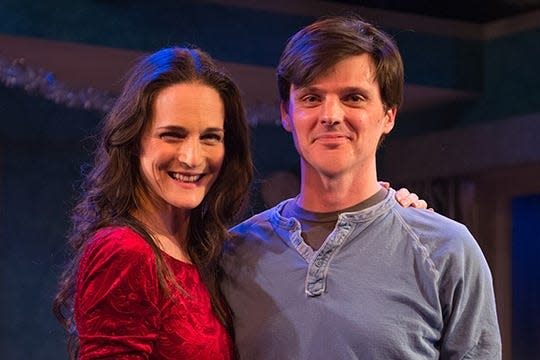 Playwright Jason Odell Williams, right, and his wife, Charlotte Cohn, an actress who appears in the world premiere of his new play “America in One Room” at Florida Studio Theatre.