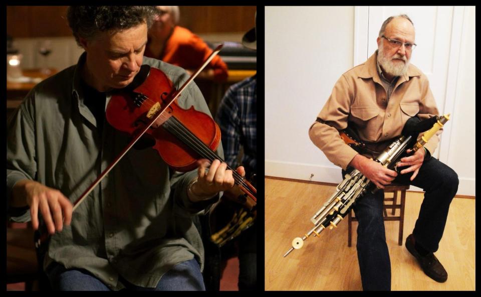 (From left) Fiddle player Pat Reynolds and uilleann pipes player Nick Whitmer will perform together at the "Irish Evening at the KAC."