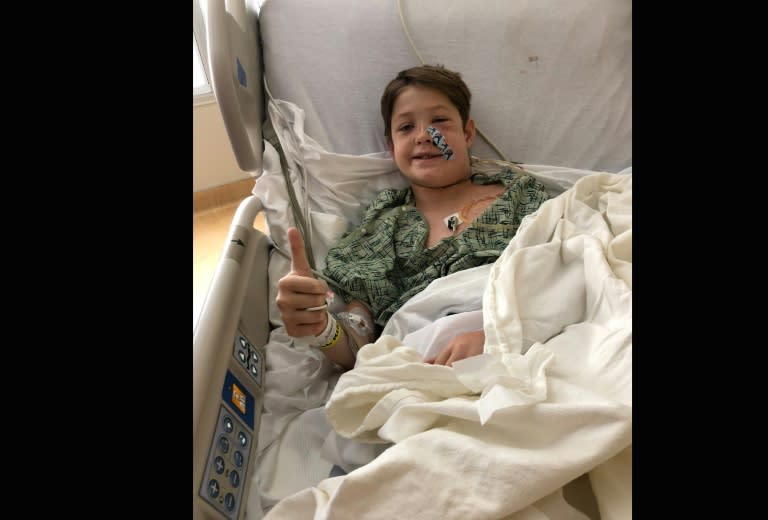 Xavier Cunningham, 10, recovers in a Missouri hospital after his head became impaled on a meat skewer