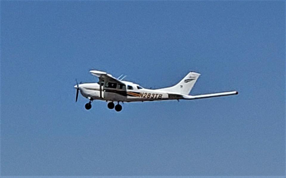 A plane used to study minerals underground in southern New Mexico is pictured.