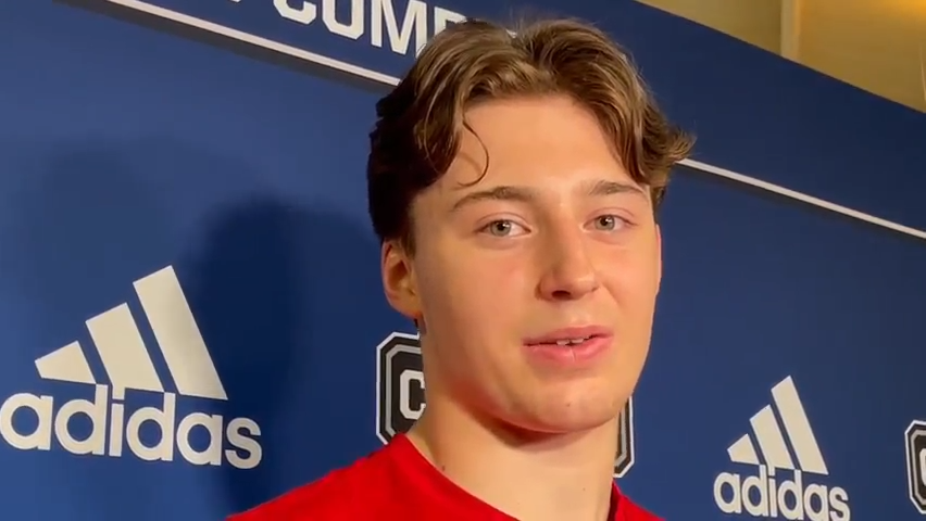 Forward Marco Kasper at the NHL combine, June 4, 2022 in Buffalo, N.Y.