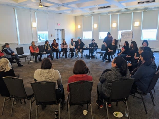 Participants of the Yukon First Nations Family Support Worker Training Program pictured in Whitehorse on Jan. 27, 2020. (Steve Silva/CBC - image credit)