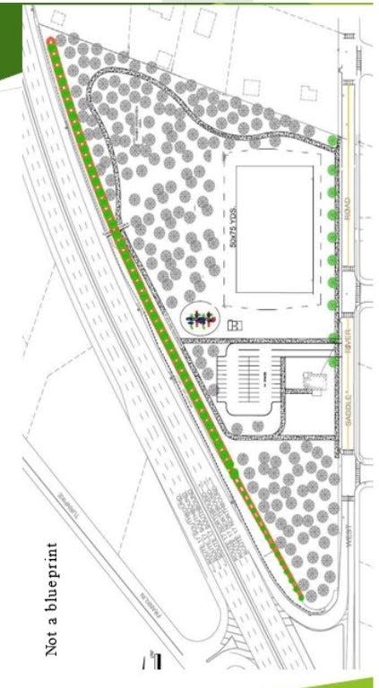 The 2017 ad hoc committee proposal for the Schedler property shows a child-sized multi-purpose field and walking path, with parking behind the historic house.