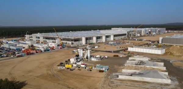 Das Baugelände der Tesla-Fabrik in Grünheide. 