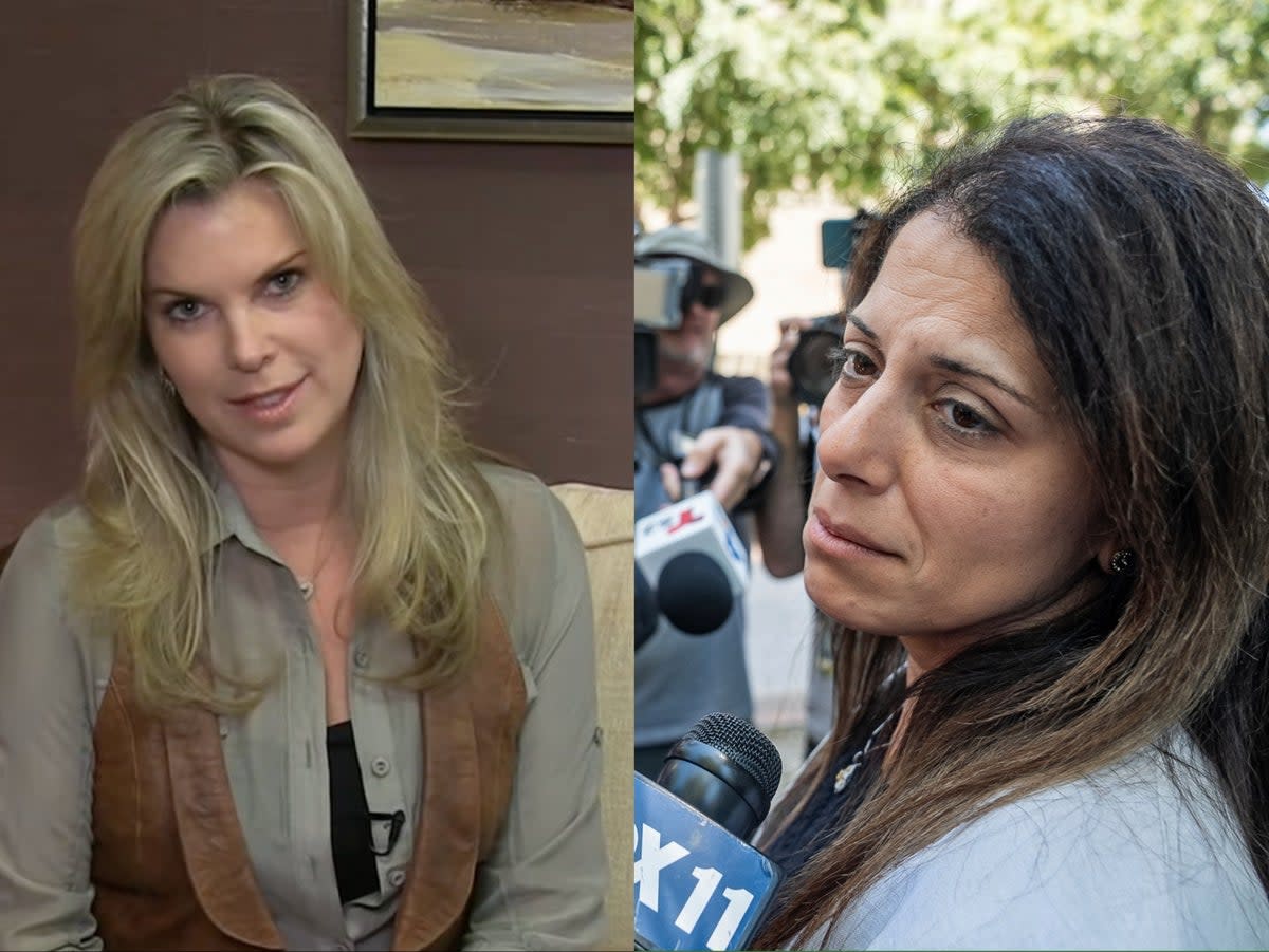 Rebecca Grossman, on the left, was sentenced to 34 years for the hit and run deaths of the two sons of Nancy Iskander, pictured right  (YouTube / AP)