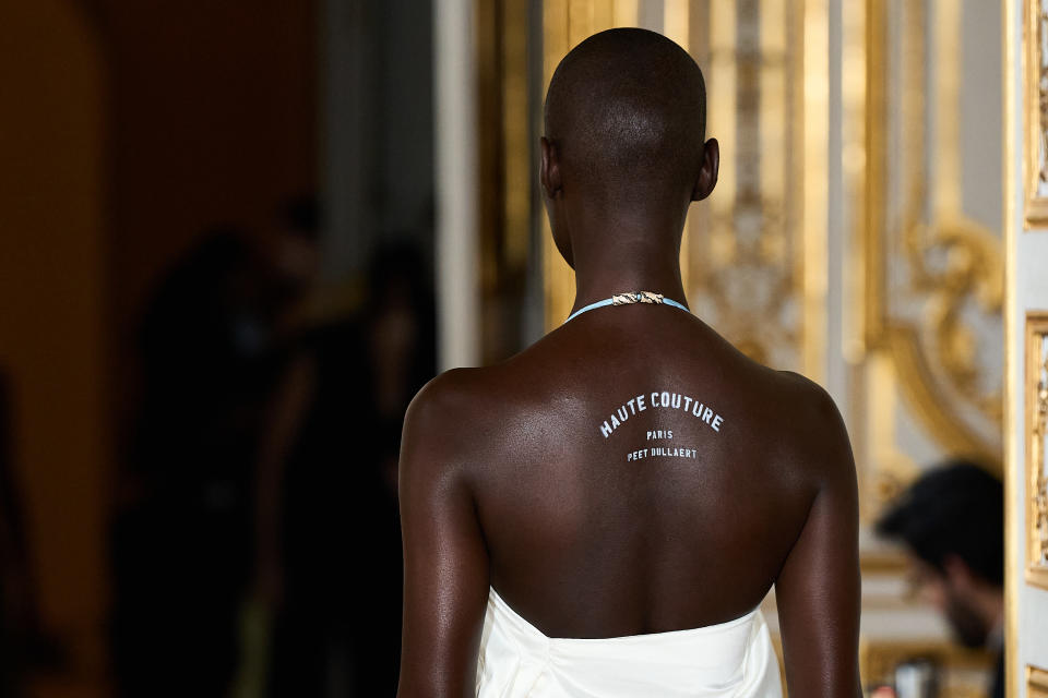 A model at the Peet Dullaert Paris Fashion Week SS24 show.