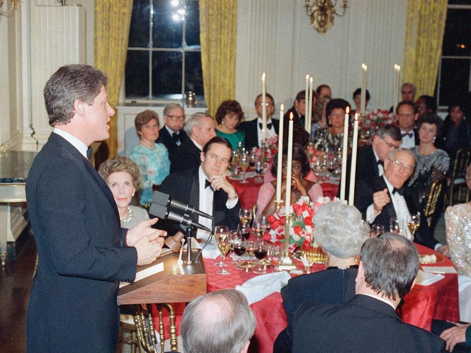 Bill Clinton in the State Dining Room in 1987.