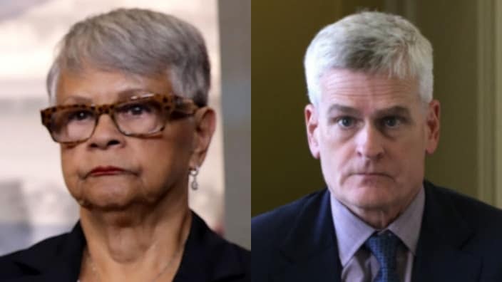 New Jersey Rep. Bonnie Watson Coleman (left) had some choice words about the take Louisiana Sen. Bill Cassidy (left) has on Black maternal mortality in the Bayou State. (Photos: Chip Somodevilla/Getty Images and Alex Wong/Getty Images)