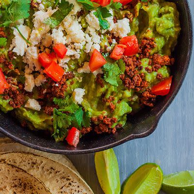 Guacamole with Chorizo and Queso Fresco