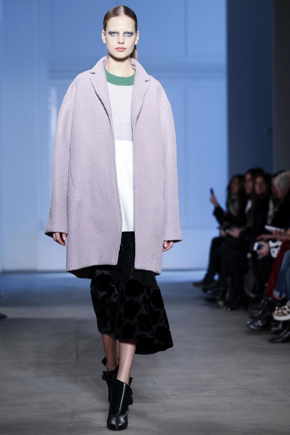 The Derek Lam Fall 2014 collection is modeled during Fashion Week, Sunday, Feb. 9, 2014, in New York. (AP Photo/John Minchillo)