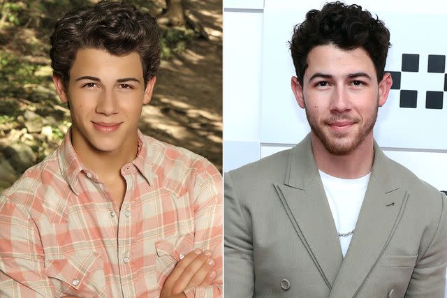<p>Bob D'Amico/Disney Channel via Getty; Dimitrios Kambouris/Getty</p> Nick Jonas in Camp Rock and in 2023