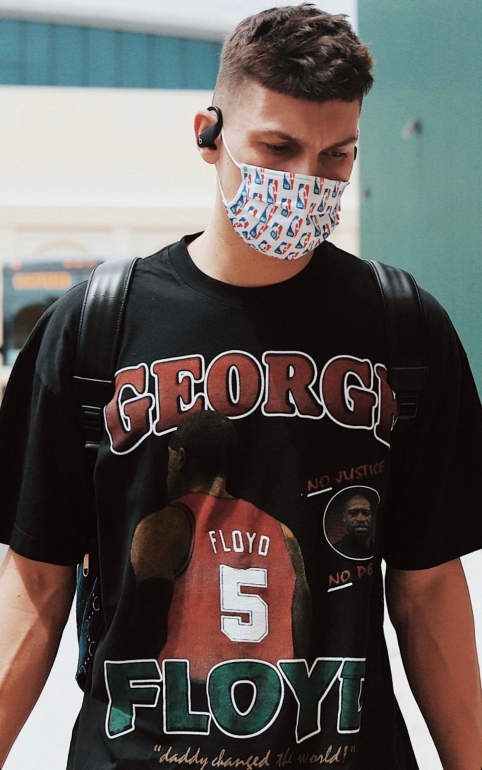 Jimmy Jensen's George Floyd t-shirt.