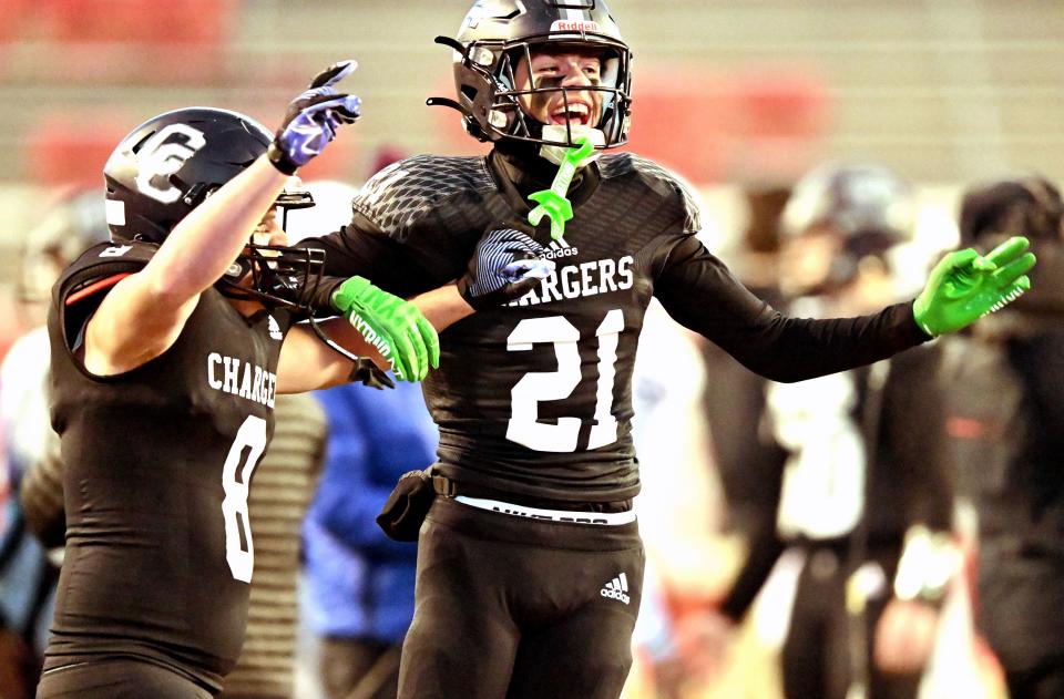 Corner Canyon and Lehi play in high school football semifinal action at Rice-Eccles Stadium in Salt Lake City on Friday, Nov. 10, 2023. Corner Canyon won 63-24. | Scott G Winterton, Deseret News