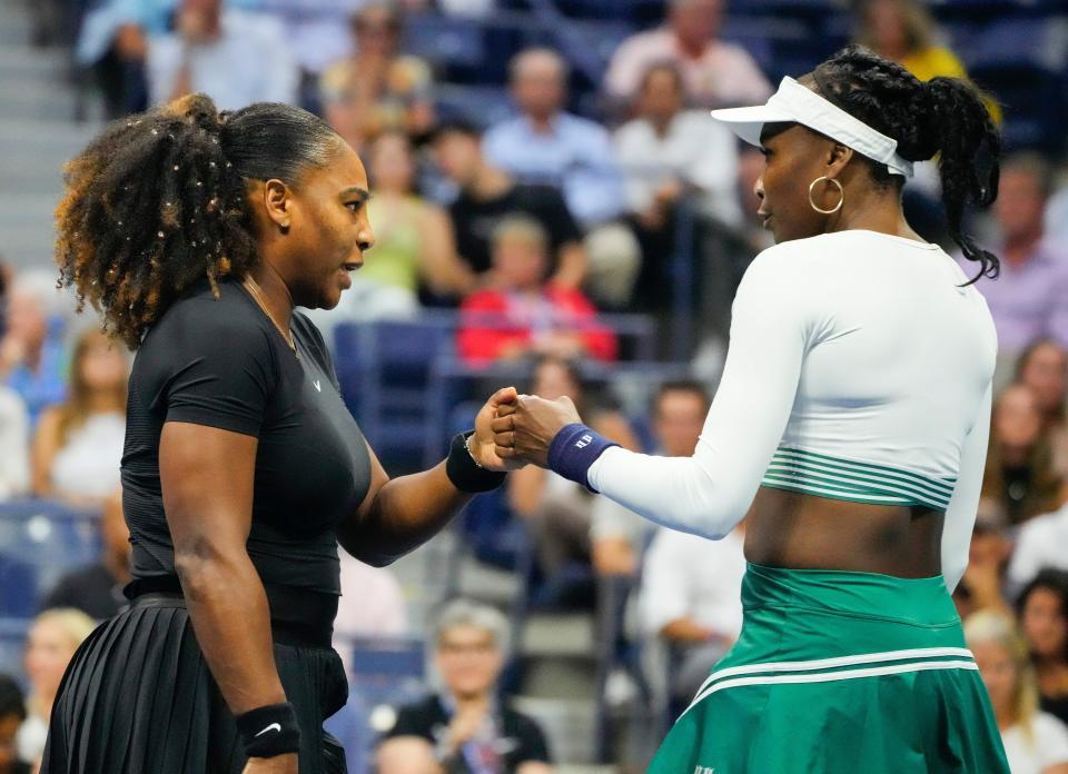 Sept. 1:  Serena Williams and Venus Williams play Lucie Hradecka and Linda Noskova in women's doubles .