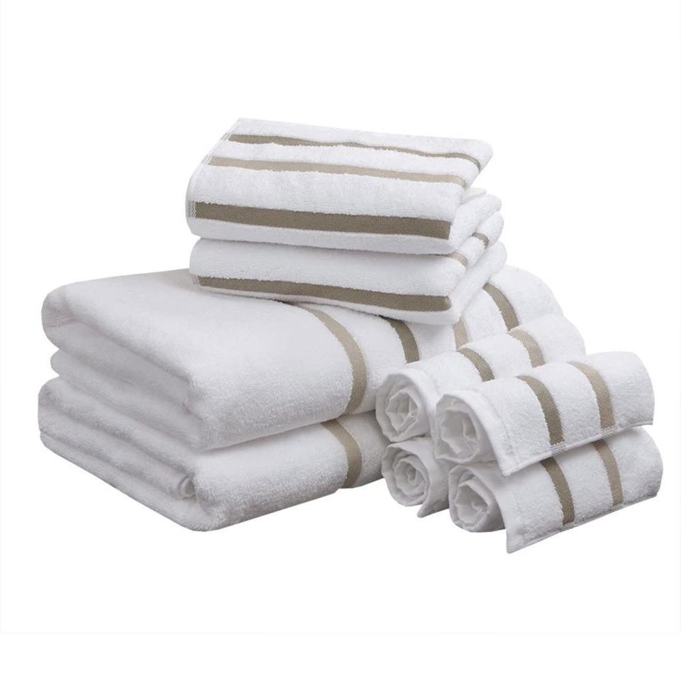 Comfort Spaces Cotton 8 Piece Bath Towel Set Striped