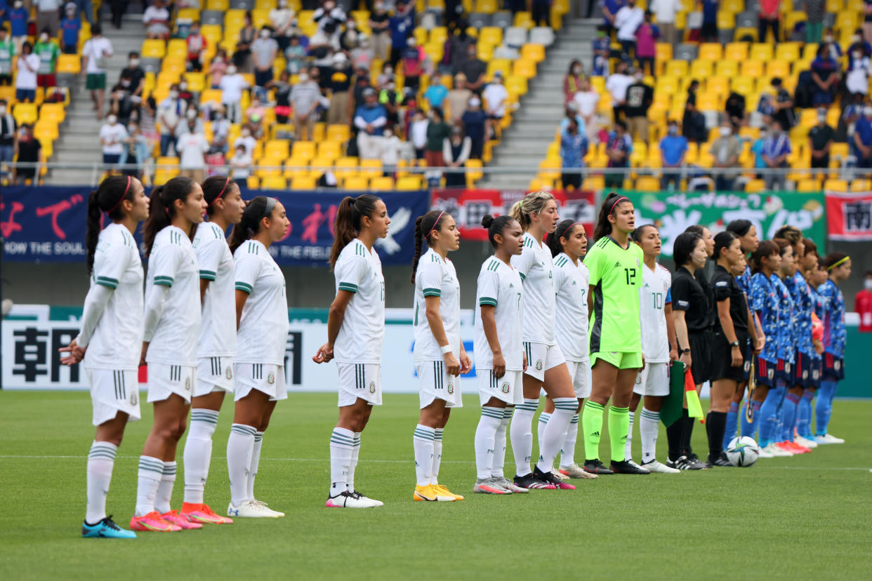 La selección femenil de Mexicoen un partido amistoso con Japón en el Kanseki Stadium Tochigi,  Junio 13, 2021. Foto: Masterpress/Getty Images)