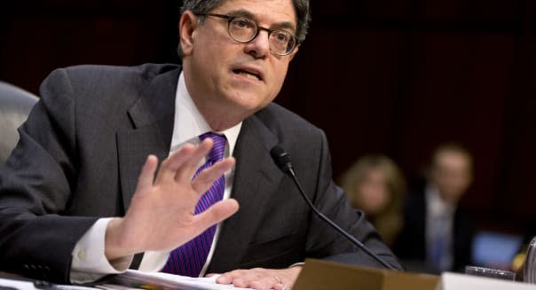 Budget Battle (Treasury Secretary Jacob Lew testifies on Capitol Hill in Washington, Thursday, Oct. 10, 2013, before the Senate