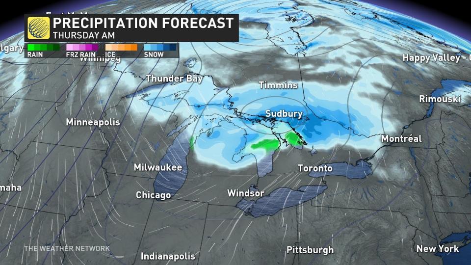 Ontario precipitation Thursday