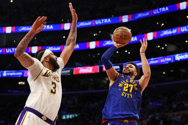 Celebrities at the Los Angeles Laker game. The Denver Nuggets