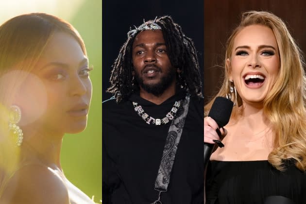 grammy-noms-bey-kendrick-adele.jpg grammy-noms-bey-kendrick-adele - Credit: Mason Poole/A.M.P.A.S./Getty Images; Jason Koerner/Getty Images; Gareth Cattermole/Getty Images