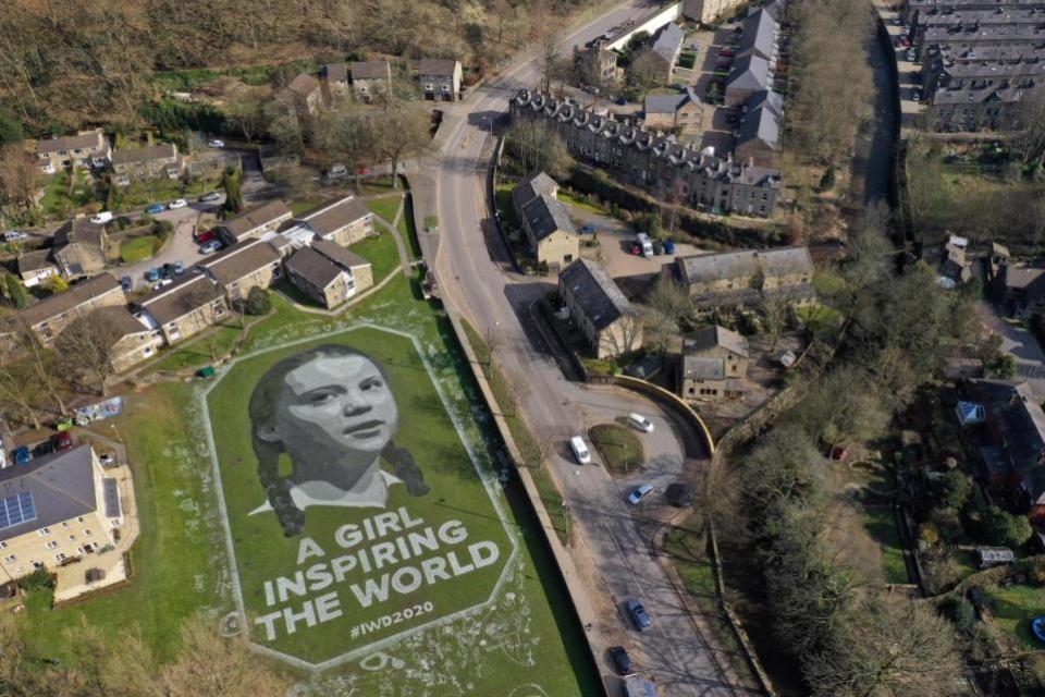 Bradford Telegraph and Argus: In March 2020, Jamie Wardley created an image of environmental activist Greta Thunberg in a field.