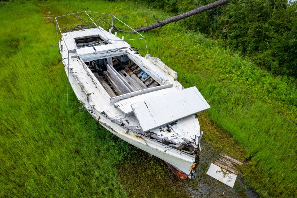 The Governor Stone was severely damaged during Hurricane Michael in 2018 when the boat was capsized in its slip at St. Andrews Marina.