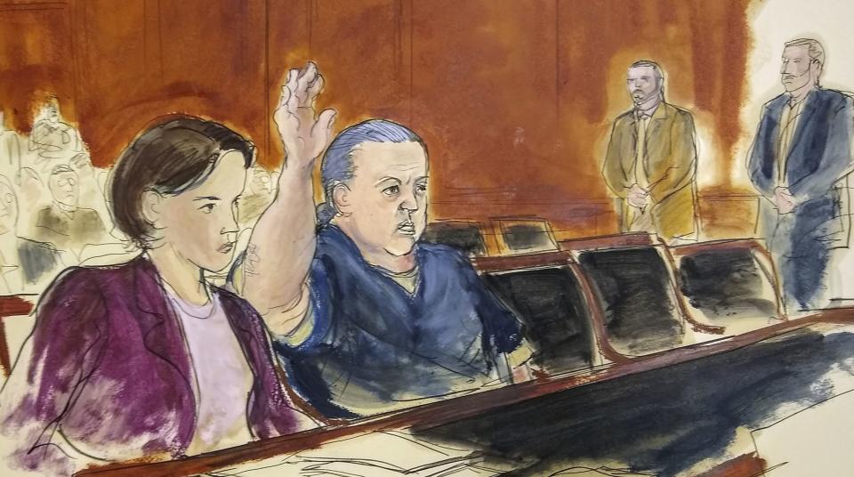 File courtroom sketch of Cesar Sayoc. (AP) (Photo: Yahoo Magazines PYC)