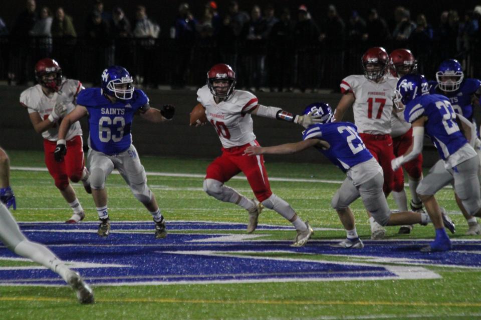 Devils Lake's Benjamin Heilman (center) departs the program (graduation). As such, the Firebirds will look for a new signal-caller during the 2022 campaign.