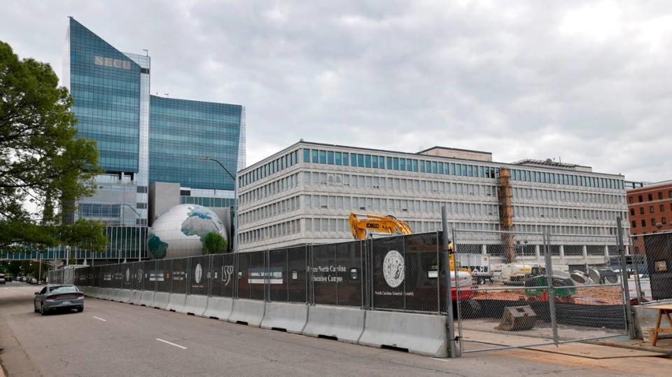 The Department of Administration building as seen from N. Salisbury St. in Raleigh, N.C., photographed Wednesday, April 10, 2024. The building previously housed the Department of Administration, Governor’s Office and other state government offices. It is set to be demolished in late 2024 and replaced with a new Education Campus.