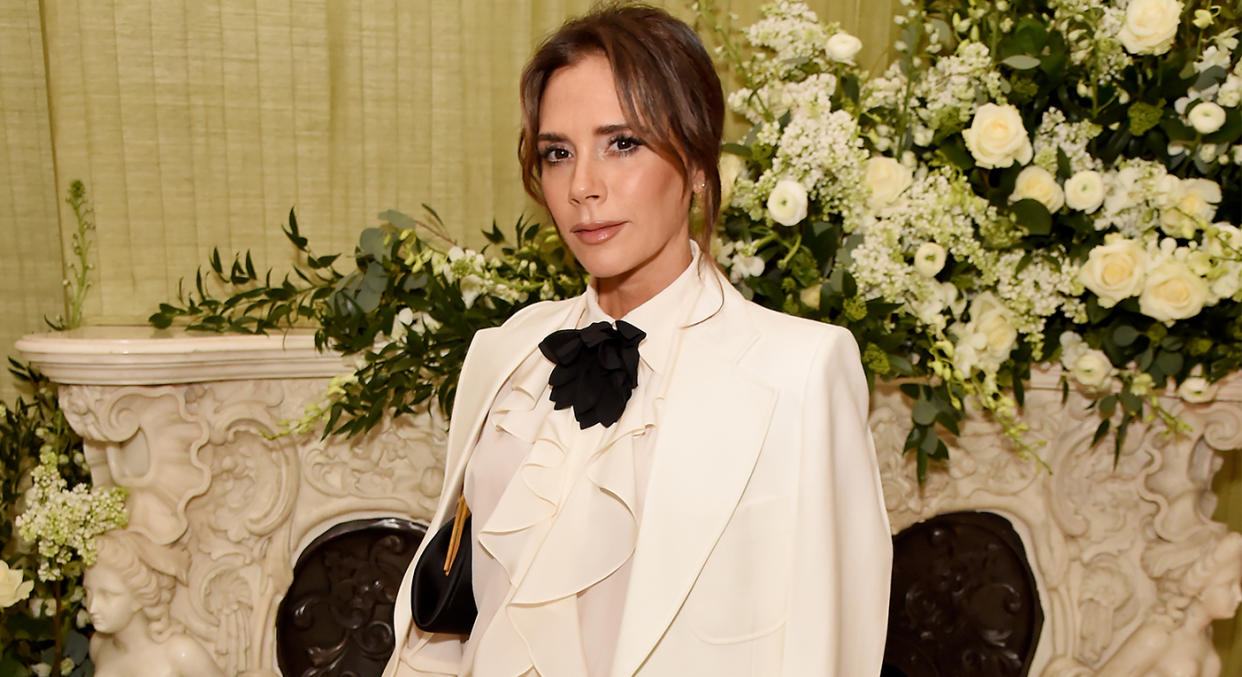 Victoria Beckham reveals the secret to her glowing skin is a Priming Moisturiser from her namesake beauty label. (Getty Images)