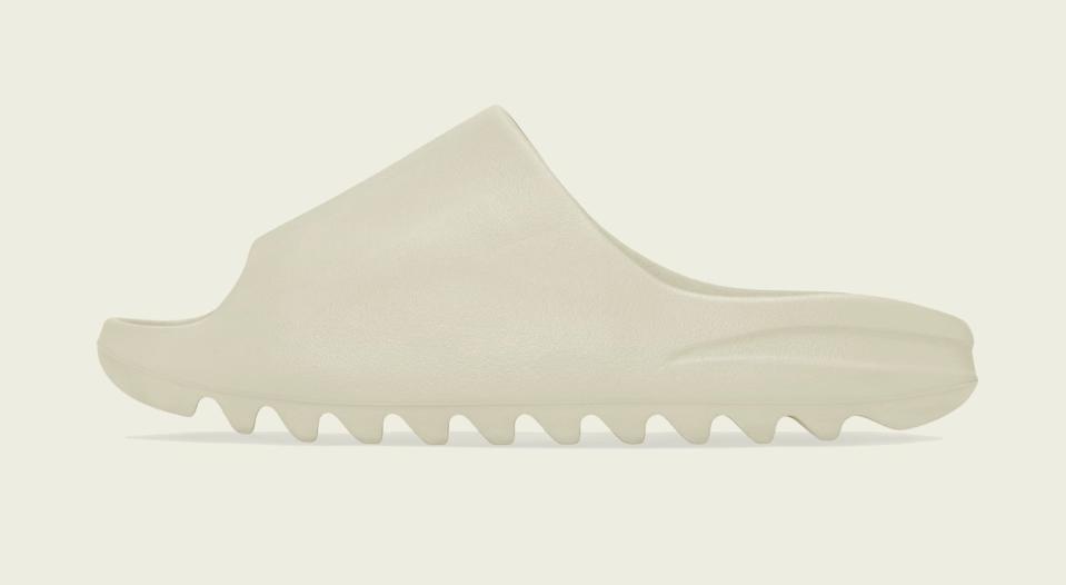 The medial side of the Adidas Yeezy Slide “Bone.” - Credit: Courtesy of Adidas