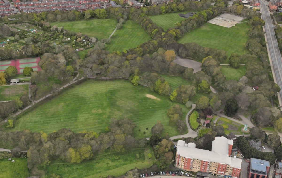 Police were alerted to the the five-month-old baby at Woodhouse Moor Park in Leeds on Wednesday evening (Google Earth)