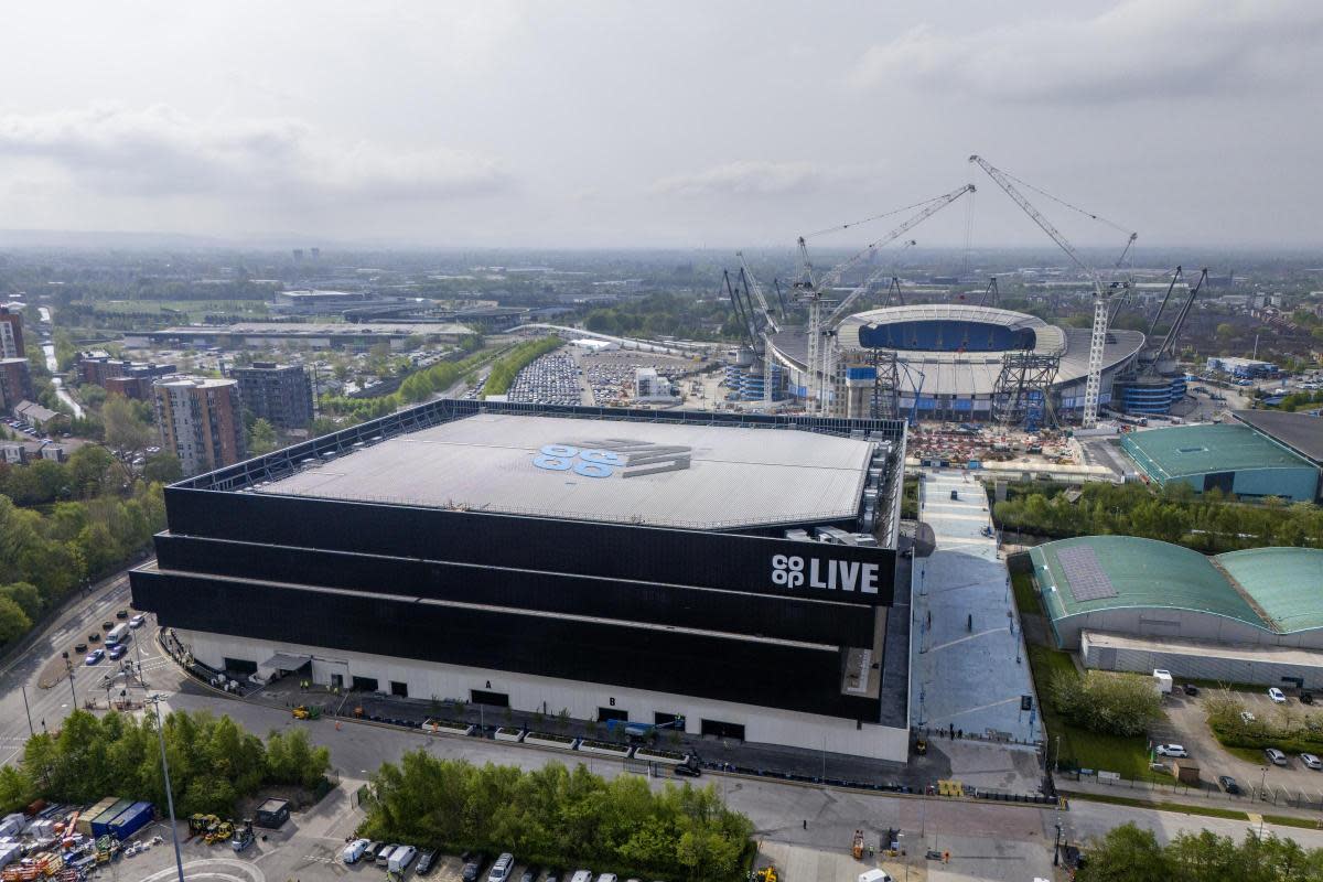 A view of the Co-op Live arena in Manchester. The £365 million venue, the biggest indoor arena in the UK, has postponed its opening numerous times after rescheduling performances from Peter Kay, The Black Keys, and A Boogie Wit Da Hoodie <i>(Image: PA)</i>