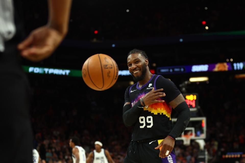 Jae Crowder gives the ball to a referee