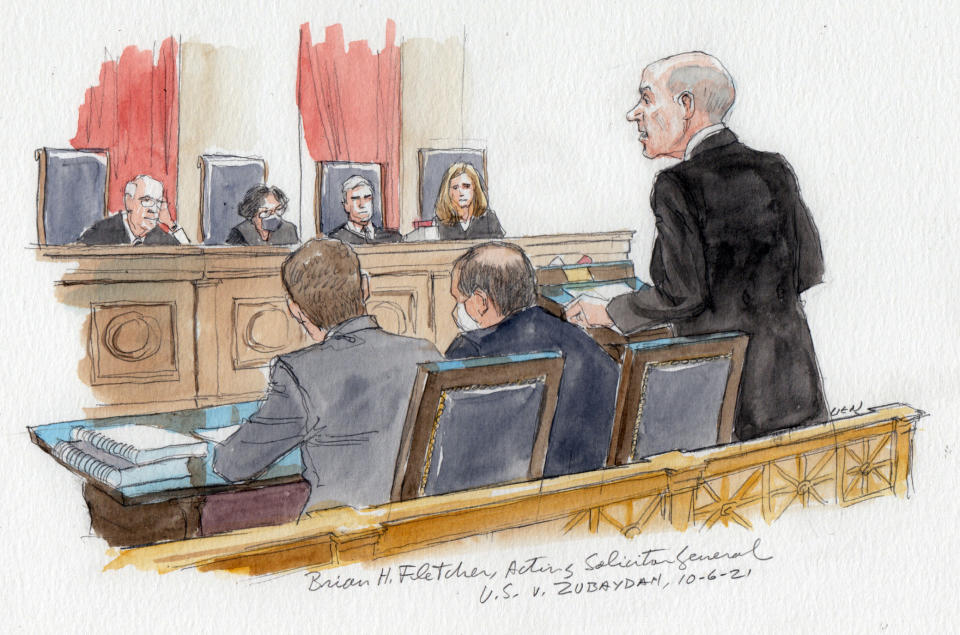 Brian H. Fletcher, the acting solicitor general, at the U.S. Supreme Court on Oct. 6, 2021. (Art Lien)