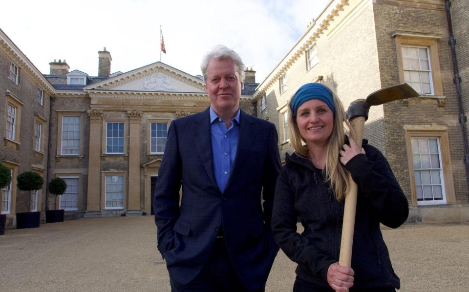 Charles Spencer met Dr Cat Jarman while filming the Ancient Secrets of Althorp, a documentary about his family home - Television Stills