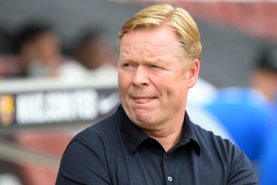 Barcelona's Dutch coach Ronald Koeman looks on before during the Spanish League football match between FC Barcelona and Getafe CF at the Camp Nou stadium in Barcelona on August 29, 2021. (Photo by LLUIS GENE / AFP) (Photo by LLUIS GENE/AFP via Getty Images)