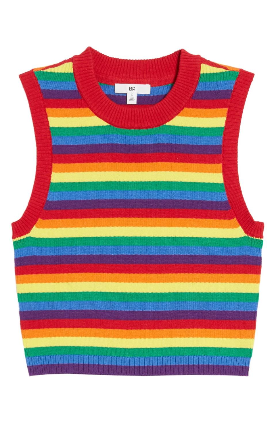 6) Be Proud Gender Inclusive Stripe Crop Sweater Tank