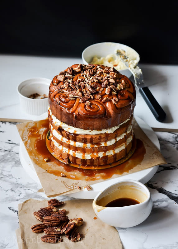 Boozy Butterscotch Cinnamon Roll Cake