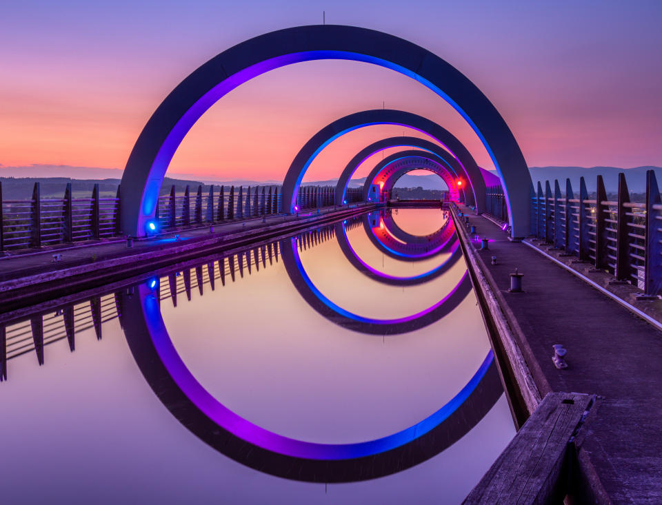 Reflections of The Falkirk Wheel at night