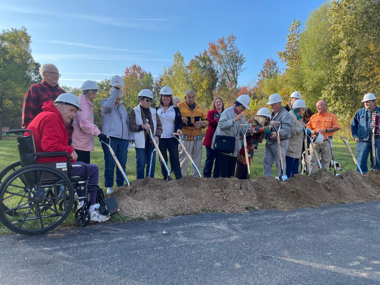 Village of Lake Huron Woods residents and staff at the groundbreaking for the facility's expansion project on Oct. 18, 2023.