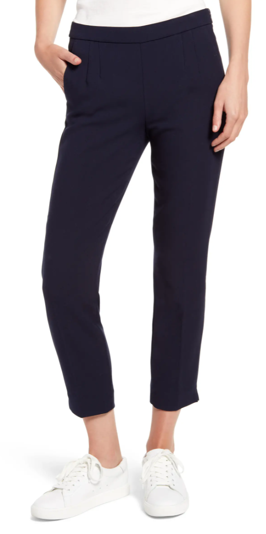 J. Crew Slim Stretch Crepe Pants in Navy