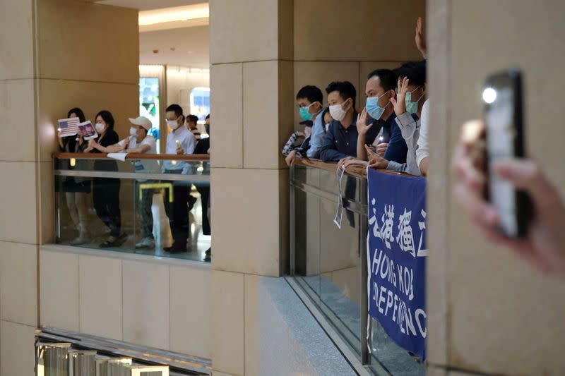 Pro-democracy demonstrators attend a protest against Beijing's plans to impose national security legislation in Hong Kong