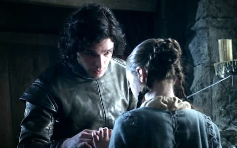 Jon Snow and Arya Stark, cousins and thankfully not love interests - Credit: HBO/Sky Atlantic
