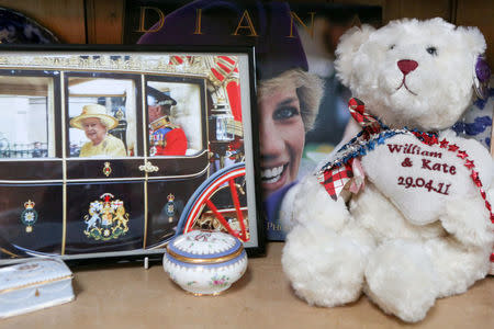 FILE PHOTO: Royal family memorabilia collected by royal superfan Donna Werner while traveling to England for the weddings of Prince Andrew, Prince William and Queen Elizabeth's 90th birthday celebration, is seen at her home in New Fairfield, Connecticut, U.S. March 20, 2018. REUTERS/Michelle McLoughlin