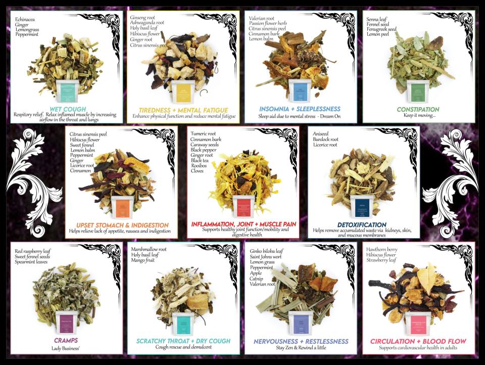 Eleven herbal teas are amid the drink offerings at Cafe Rewind in Goodyear Heights.