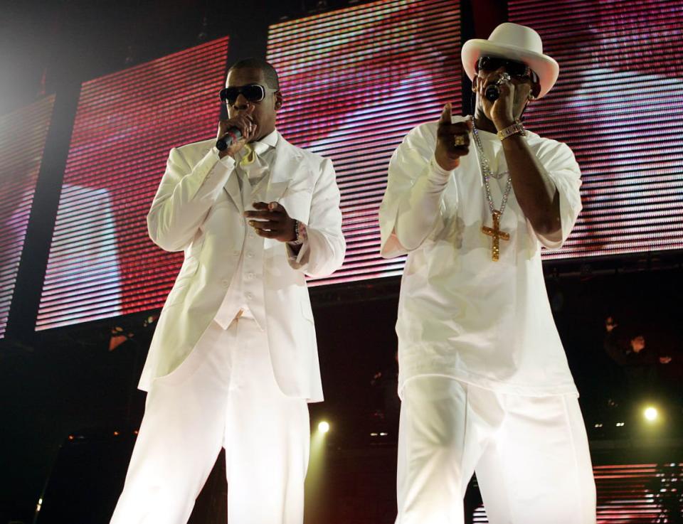 <div class="inline-image__caption"><p>Jay-Z and R. Kelly perform during their 'Best of Both Worlds' tour on September 30, 2004, at the Allstate Arena in Rosemont, Illinois. </p></div> <div class="inline-image__credit">Frank Micelotta/Getty</div>