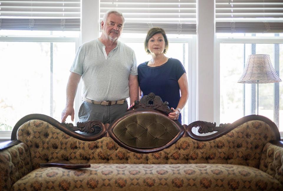 Michael and Deirdre Kupka are photographed at their home in Charleston. They recently moved there from New York and have many issues with their movers.